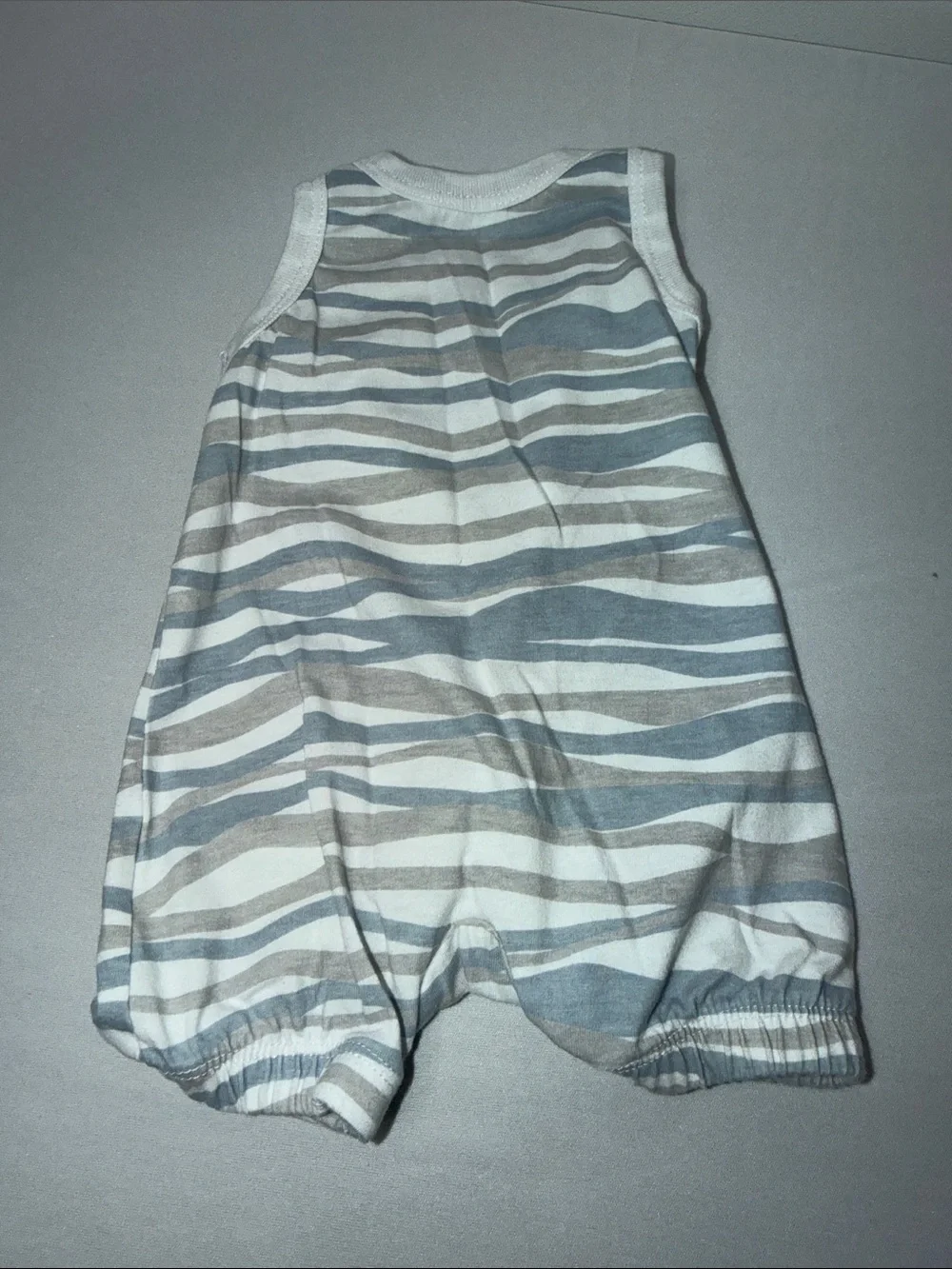 Unbranded Gray & White Striped Baby One-Piece Romper